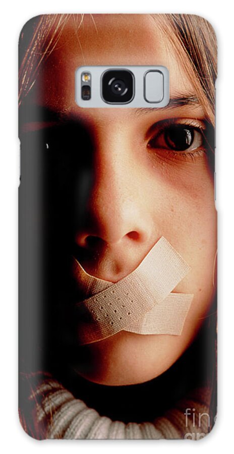 Autism Galaxy Case featuring the photograph Autism: Girl With Tape Over Mouth by Oscar Burriel/science Photo Library