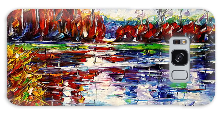 Autumn Lovers Galaxy Case featuring the painting Autumn Lake by Mirek Kuzniar