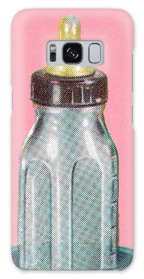 Baby Galaxy Case featuring the drawing Baby Bottle on Pink Background by CSA Images