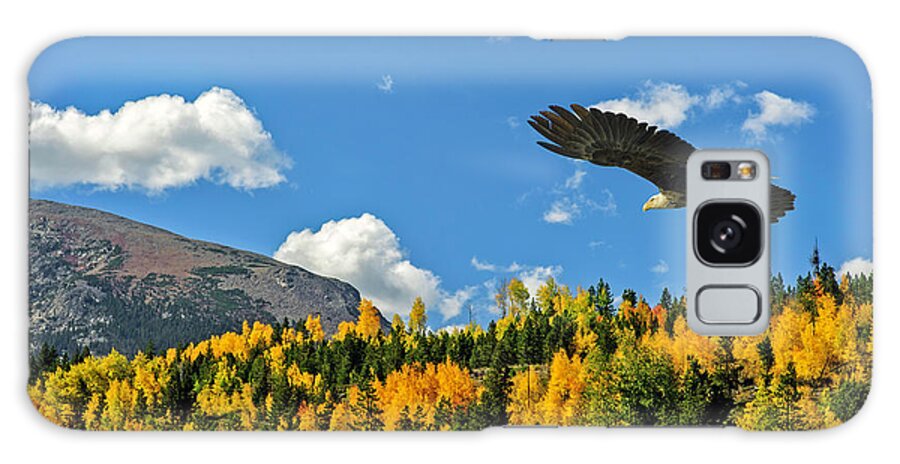 Aspen Galaxy Case featuring the photograph Bald Eagle over the Aspen by Stephen Johnson