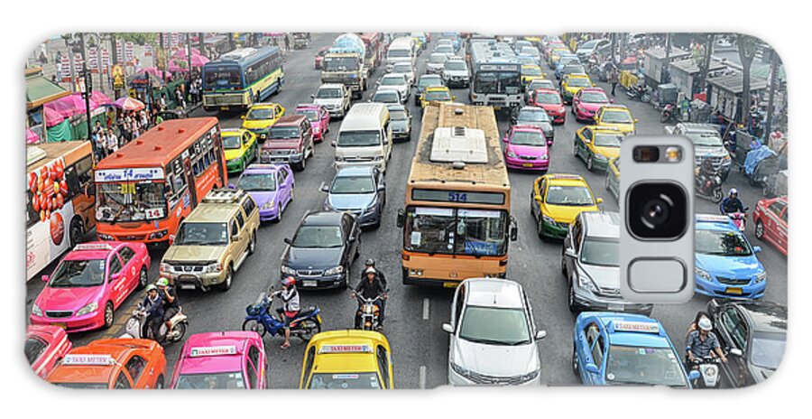 In A Row Galaxy Case featuring the photograph Bangkok Traffic Jam by Roevin
