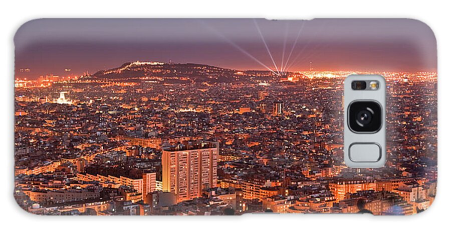 Catalonia Galaxy Case featuring the photograph Barcelona At Night With People by Artur Debat