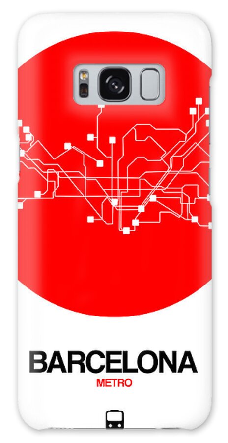 Barcelona Galaxy Case featuring the photograph Barcelona Red Subway Map by Naxart Studio