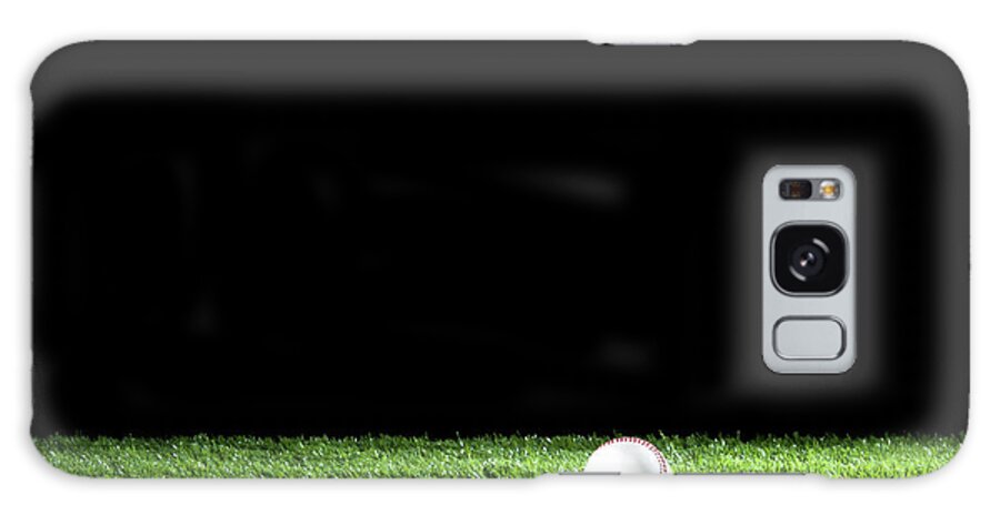 Softball Galaxy Case featuring the photograph Baseball In The Grass At Night by Courtneyk
