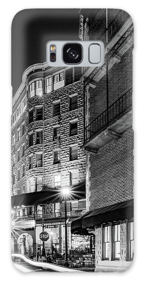 America Galaxy Case featuring the photograph Basin Park Hotel in Downtown Eureka Springs Arkansas - Monochrome by Gregory Ballos