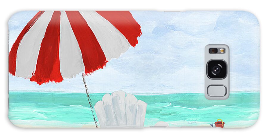 Beach Galaxy Case featuring the painting Beach Chair With Umbrella by South Social D