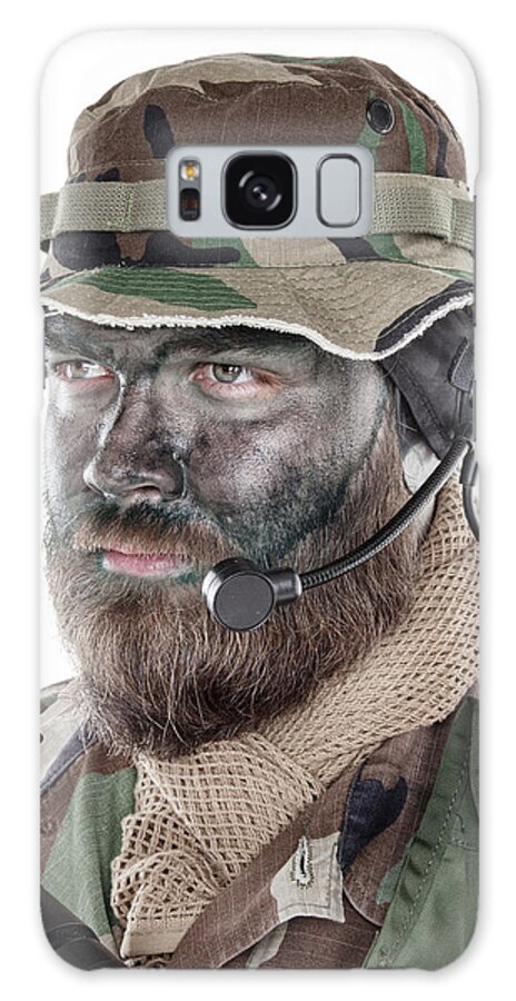 Soldier Galaxy Case featuring the photograph Bearded Commando Soldier by Oleg Zabielin