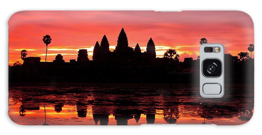 Cambodian Culture Galaxy Case featuring the photograph Beautiful Sunrise At Angkor Wat by Douglas Macdonald