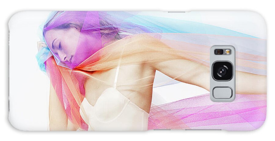 Tranquility Galaxy Case featuring the photograph Beautiful Woman Covered With Colored by Tara Moore