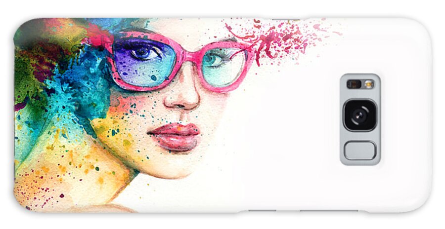 Makeup Galaxy Case featuring the digital art Beautiful Woman With Sunglasses by Anna Ismagilova