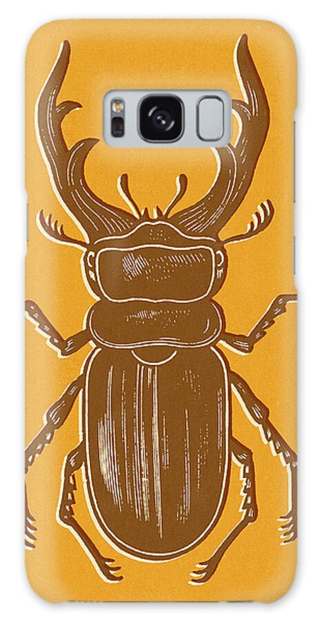 Animal Galaxy Case featuring the drawing Beetle on Orange Background by CSA Images