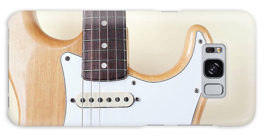 Rock Music Galaxy Case featuring the photograph Beige Wood Textured Electric Guitar by Neyya