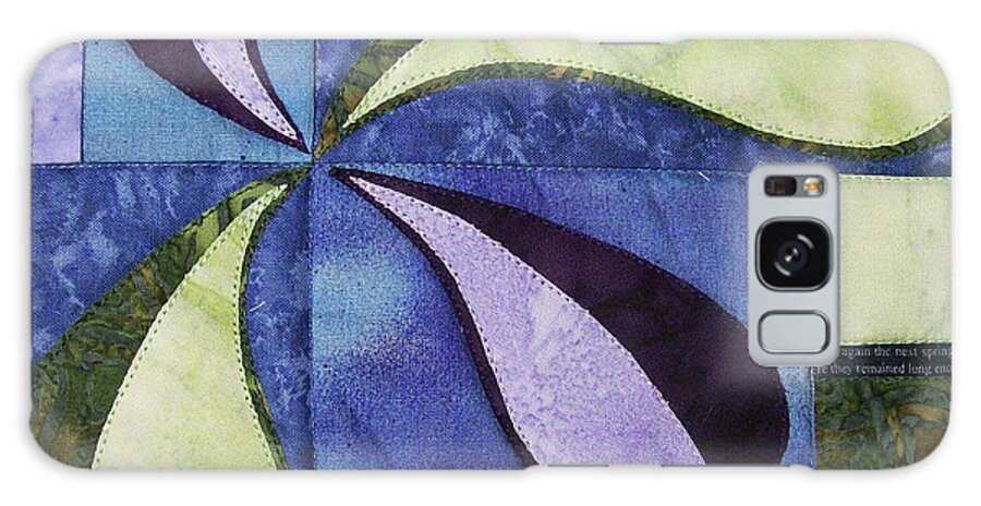 Abstract Blue Green Purple Art Quilt Galaxy S8 Case featuring the tapestry - textile Bent Out Of Shape by Pam Geisel