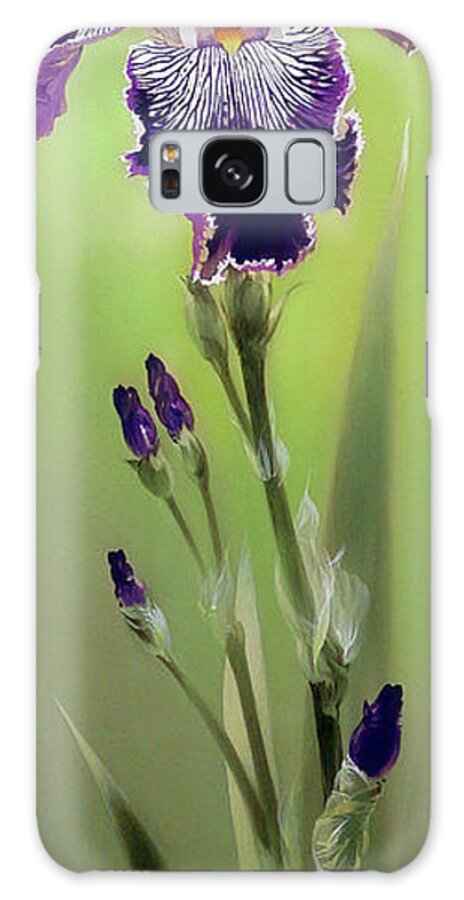 Russian Artists New Wave Galaxy Case featuring the painting Bi-colored Iris Flower by Alina Oseeva