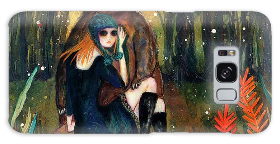 Big Eyed Girl The Wanderer Galaxy Case featuring the painting Big Eyed Girl The Wanderer by Wyanne