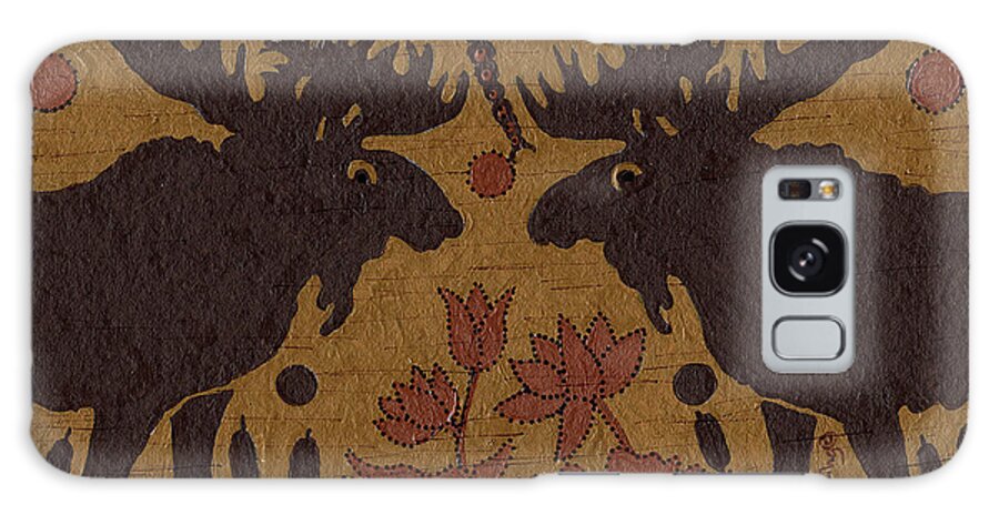 Native American Galaxy Case featuring the painting Birch Bark - Moose Medicine by Chholing Taha