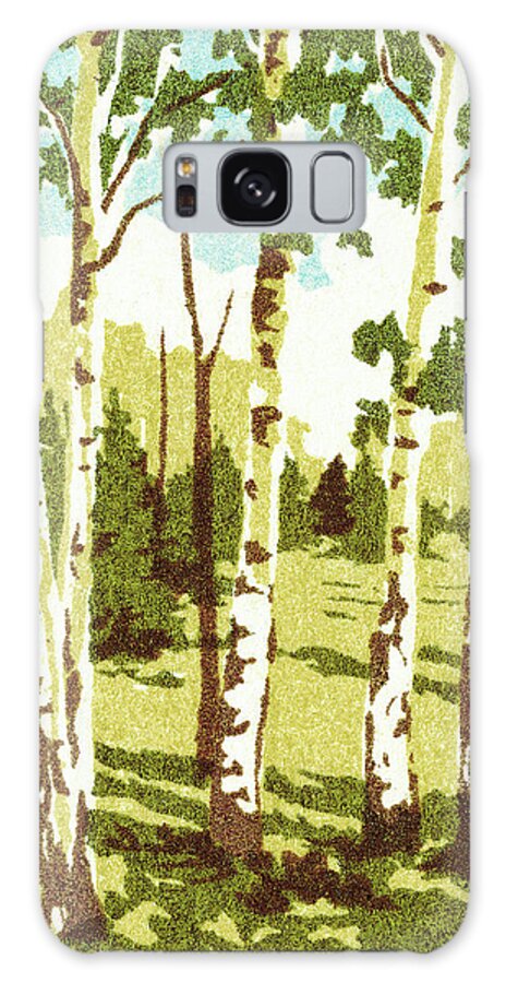 Birch Galaxy Case featuring the drawing Birch trees by CSA Images