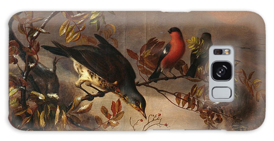 Frants Boee Galaxy Case featuring the painting Birds on a rowanberrry twig by O Vaering