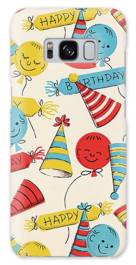 Accessories Galaxy Case featuring the drawing Birthday Party Hats and Balloons by CSA Images