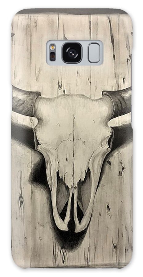 Bison Skull Galaxy Case featuring the drawing Bison Skull by Gregory Lee