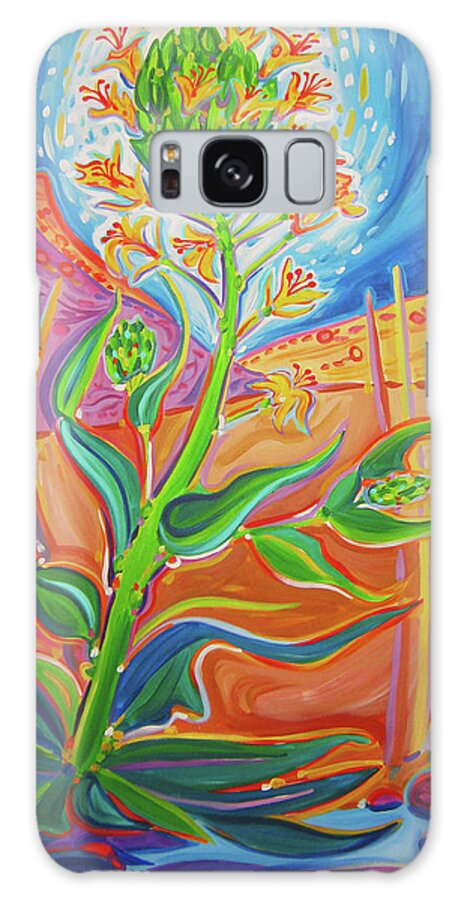 Rachel Houseman Galaxy Case featuring the painting Bisti Wilderness Wildflower by Rachel Houseman