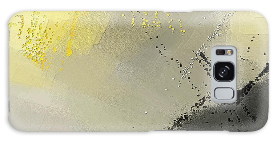 Yellow Galaxy Case featuring the painting Bit Of Sun - Yellow And Gray Modern Art by Lourry Legarde
