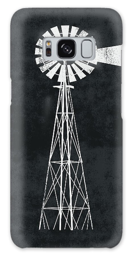 Windmill Galaxy Case featuring the digital art Black and White Windmill 2- Art by Linda Woods by Linda Woods