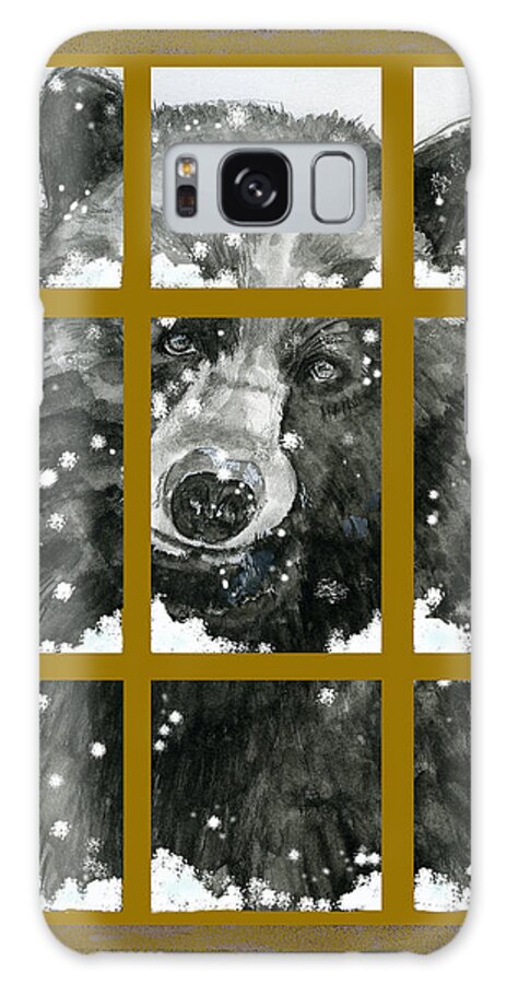 Black Bear Galaxy Case featuring the painting Black Bear, Outside My Window by Joan Chlarson