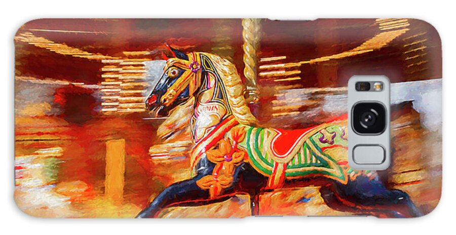 Amusement Galaxy Case featuring the digital art Black Carousel Horse Painting by Rick Deacon