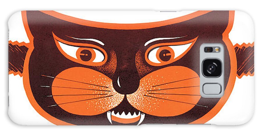 Afraid Galaxy Case featuring the drawing Black cat eye mask by CSA Images