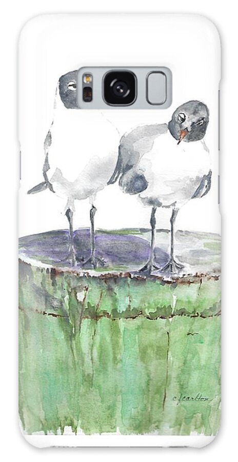 Sea Gulls Galaxy Case featuring the painting Blackface Gulls by Claudette Carlton