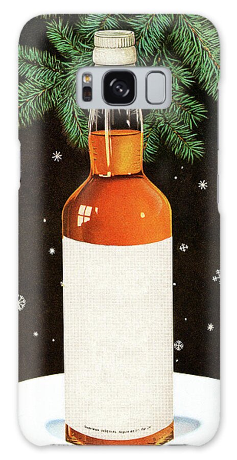 Alcohol Galaxy Case featuring the drawing Blank Liqour Bottle in Snowy Scene by CSA Images