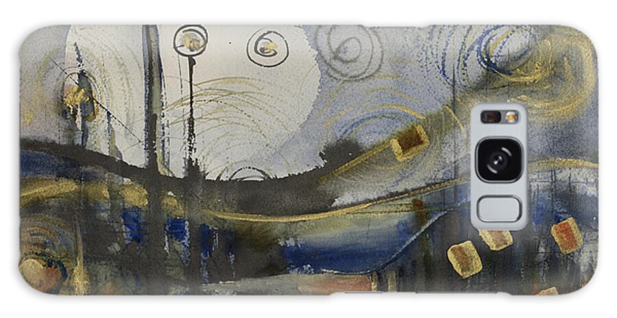 Watercolor Galaxy Case featuring the painting Blaue Landschaft by Judith Levins
