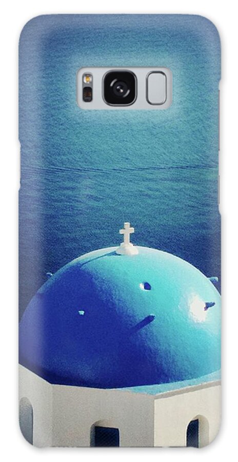 Greek Culture Galaxy Case featuring the photograph Blue Domed Church At Oia Santorini by Shirlyn Loo