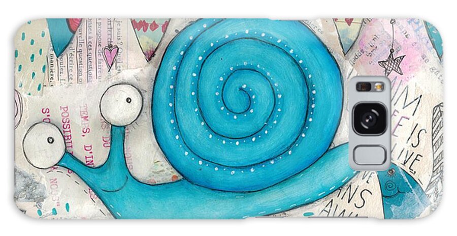 Illustration Galaxy Case featuring the mixed media Blue FancySnail by Barbara Orenya