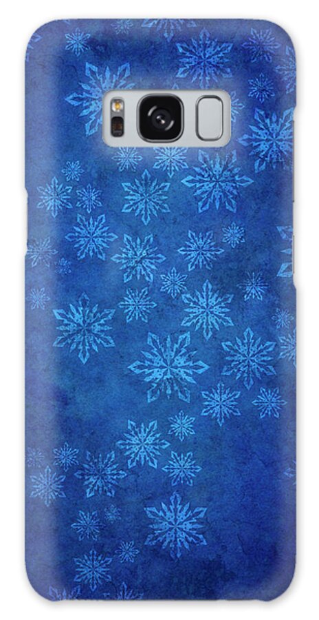 Holiday Galaxy Case featuring the photograph Blue Grunge Background With Snowflakes by Mammuth