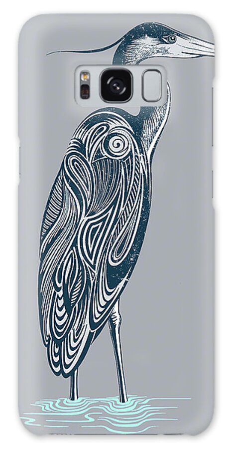 Blue Heron Galaxy Case featuring the digital art Blue Heron by Rachel Caldwell