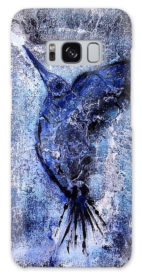 Blue Hummingbird Abstract Galaxy Case featuring the painting Blue Hummingbird by 'REA' Gallery