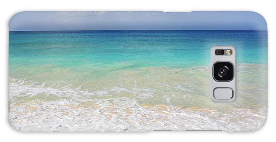 Tranquility Galaxy Case featuring the photograph Blue Ocean And White Water Crashing On by Alberto Guglielmi