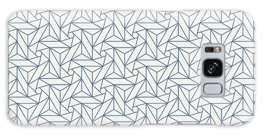 Graphic Design Galaxy Case featuring the digital art Blue Off White Abstract Triangle Geometric Mosaic Pattern Inspired by Chinese Porcelain by PIPA Fine Art - Simply Solid