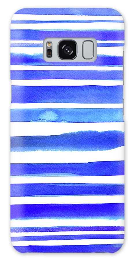 Art Galaxy Case featuring the digital art Blue Textured Stripes by Johnwoodcock
