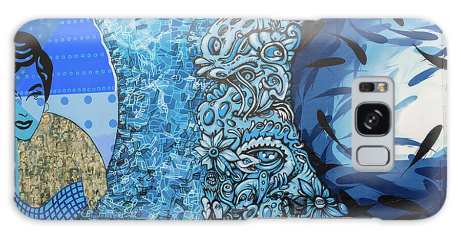Mural Galaxy Case featuring the photograph Blue Wall and Bicycle by Liz Albro