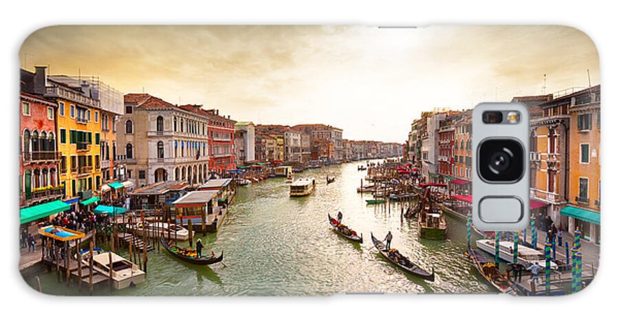Venice Island Galaxy Case featuring the photograph Boats And Gondolas On The Grand Canal by Photoff