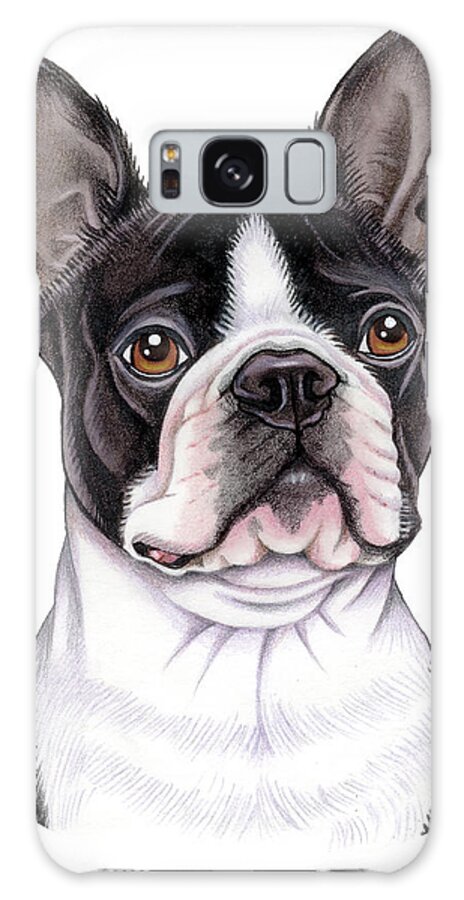Boston Terrier Galaxy Case featuring the mixed media Boston Terrier by Tomoyo Pitcher