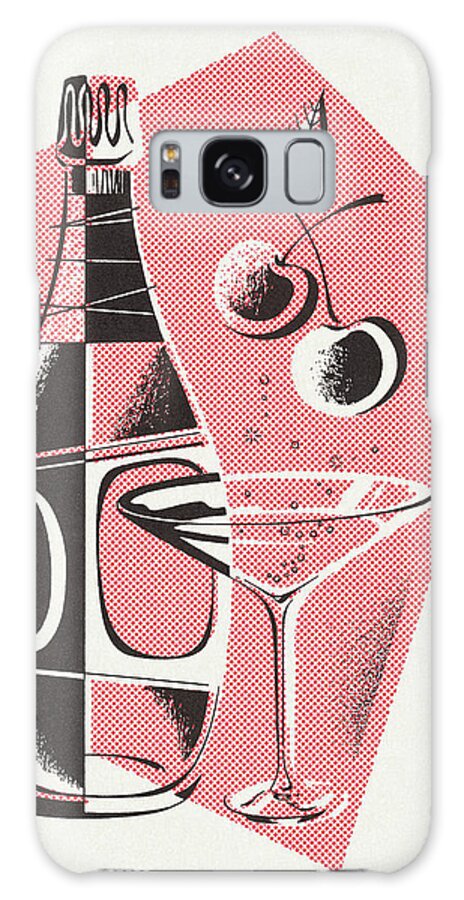 Alcohol Galaxy Case featuring the drawing Bottle and Martini Glass by CSA Images