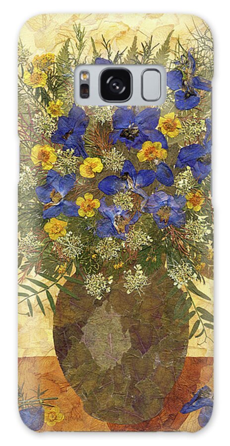 Bouquet In A Green Vase Galaxy Case featuring the painting Bouquet In A Green Vase by Dryflowersart
