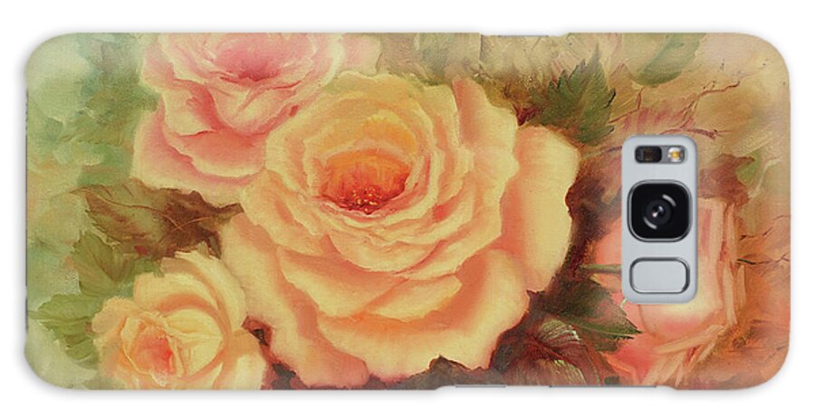 Roses Galaxy Case featuring the painting Cluster of Soft Pink Roses. by Lynne Pittard