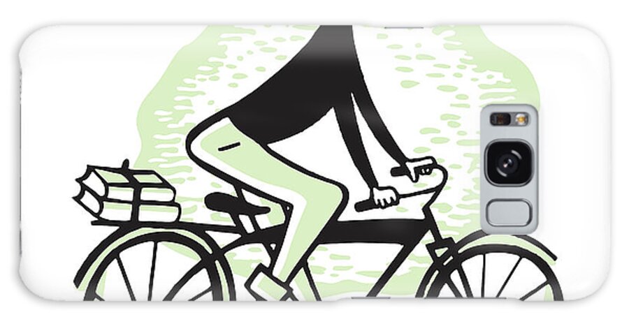 Activity Galaxy Case featuring the drawing Boy on Bicycle with Books by CSA Images