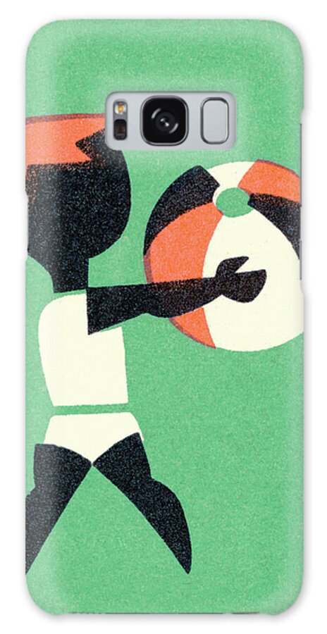 Beach Galaxy Case featuring the drawing Boy with beach ball by CSA Images
