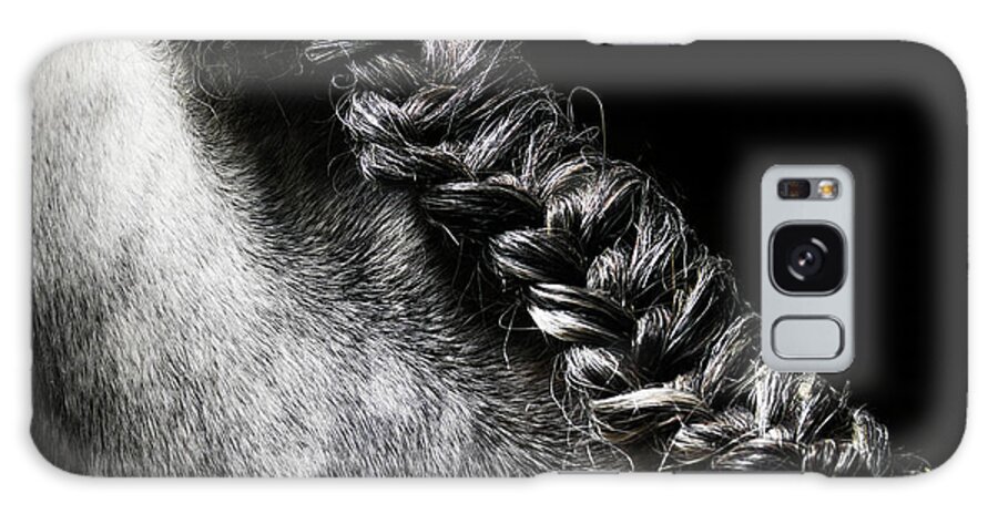 Horse Galaxy Case featuring the photograph Braided Mane Of Grey Horse by Henrik Sorensen